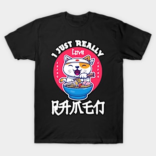 I just really love ramen, cute, funny Japanese cat eating ramen T-Shirt